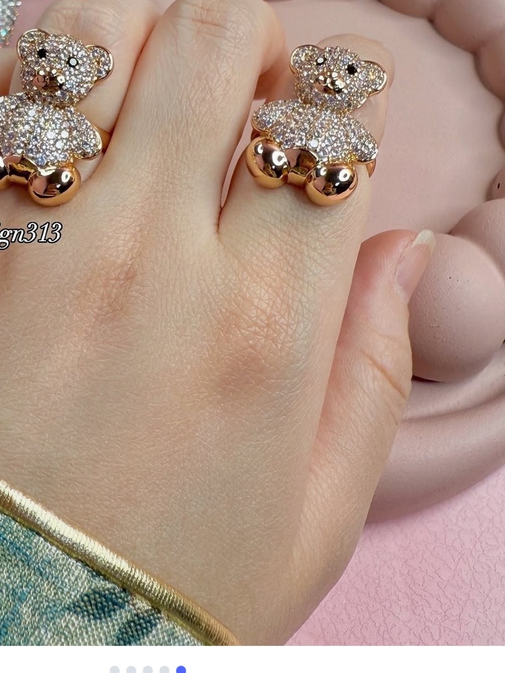 Gold and Silver Teddy Bear Ring